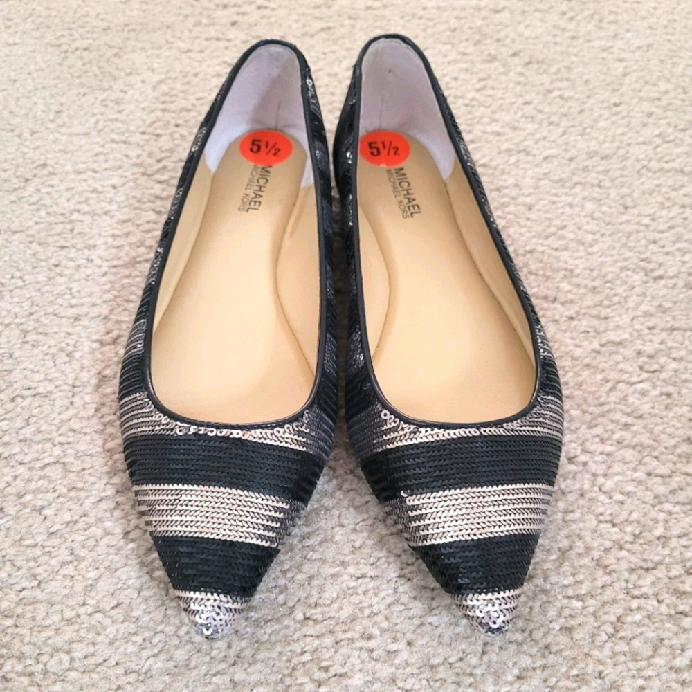 Michael Kors Black and Silve Sequence Flats